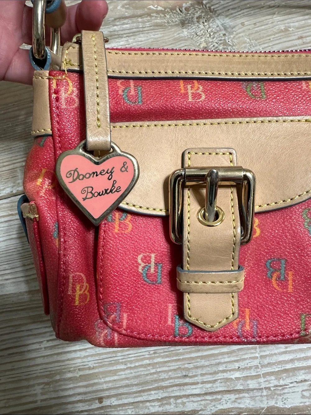 Vintage Dooney and Bourke Y2K Pink Rainbow Monogram Purse Coated Canvas - Picture 15 of 15